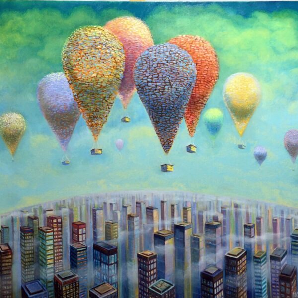 Obraz balony nad miastem, 2021 Balony Nad Miastem 80x100 2021  gdzie kupic obraz