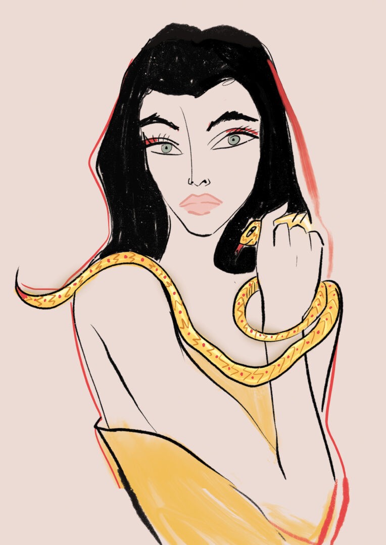 Grafika Girl with a snake, 2021 Girl With A Snake