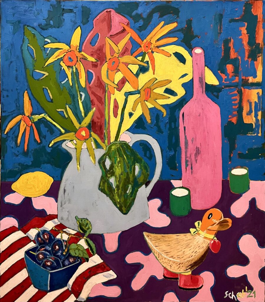 Obraz Martwa natura z drewnianą kaczką, 2021 Martwa Natura Z Drewniana Kaczka 80x70cm Olej Na Plotnie  elegancki obraz do salonu