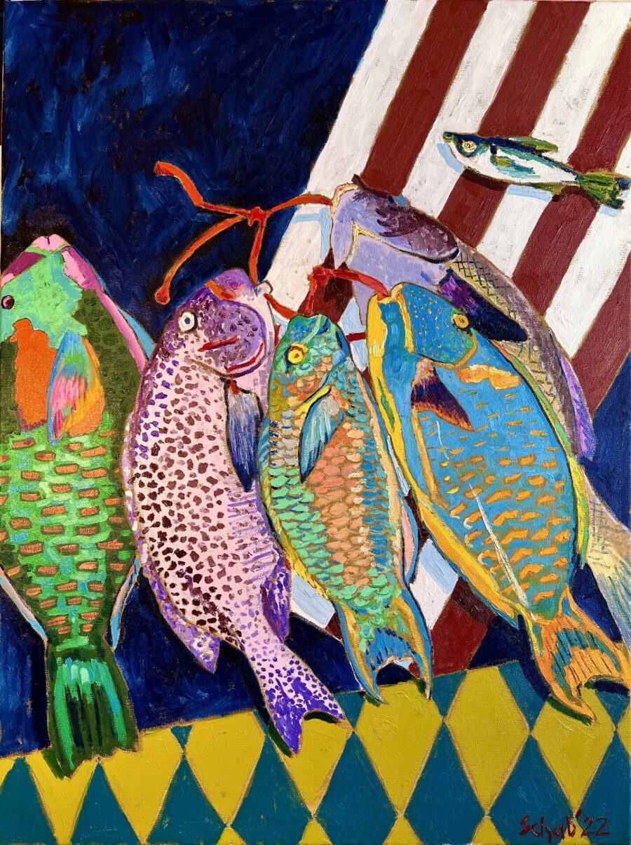 Obraz Udany połów, 2022 Udany Polow 80x60cm Olej Na Plotnie Matisse,fowizm,koloryzm,Gauguin,Czapski,Hockney,malarstwo olejne,schab gdzie kupic obraz