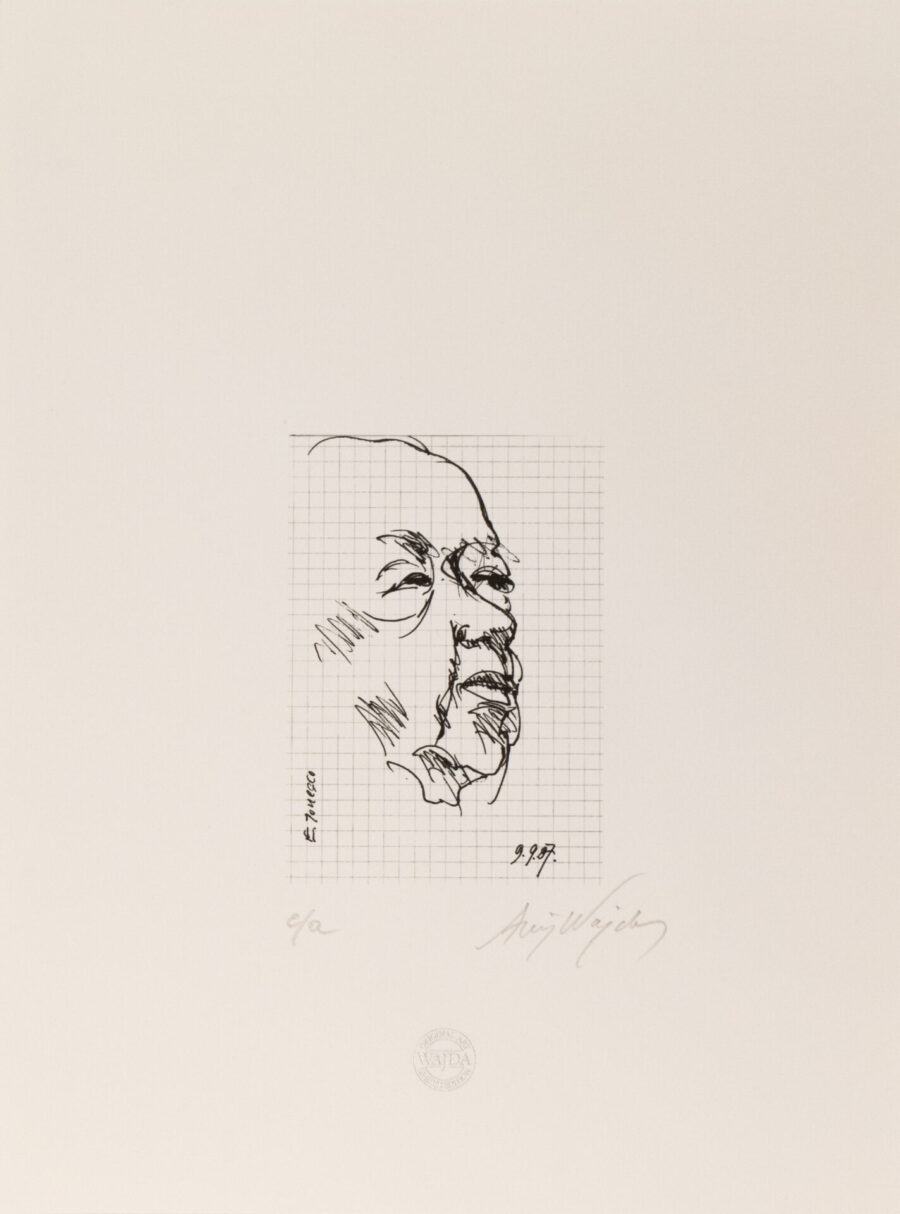 Obraz Eugène Ionesco, 1987 Eugene Ionesco pióro,rysunek,andrzej wajda,Eugène Ionesco gdzie kupic obraz