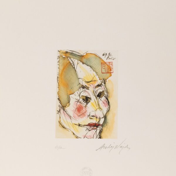 Obraz Twarz starego aktora teatru kabuki, 1981 Twarz Starego Aktora Teatru Kabuki akwafrela,kredka,pióro na papierze,Andrzej Wajda gdzie kupic obraz