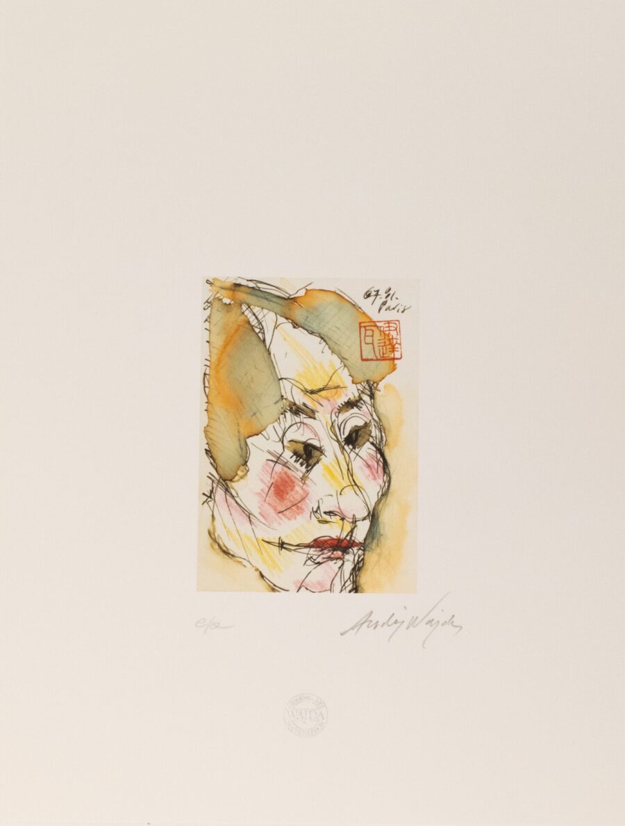 Obraz Twarz starego aktora teatru kabuki, 1981 Twarz Starego Aktora Teatru Kabuki akwafrela,kredka,pióro na papierze,Andrzej Wajda gdzie kupic obraz
