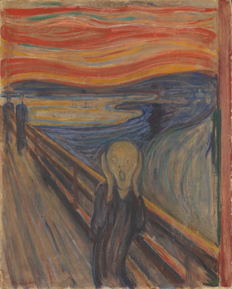 5 najsłynniejszych obrazów na świecie Edvard Munch 1893 The Scream Oil Tempera And Pastel On Cardboard 91 X 73 Cm National Gallery Of Norway  dzieła sztuki