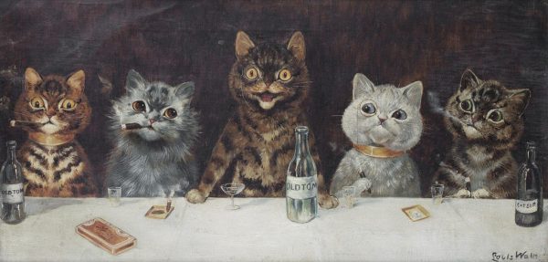 Najlepsze koty w ​​historii sztuki 1280px Louis Wain The Bachelor Party 1024x490
