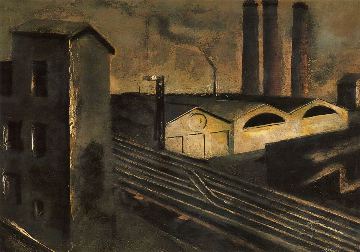 Futuryzm kontra Precyzjonizm: Porównanie Ruchów Artystycznych 1 Mario Sironi Urban Landscape With Chimney 1930 Oil On Canvas 49 X 67 Cm Pinacoteca Di Brera Milan  futuryzm architektura