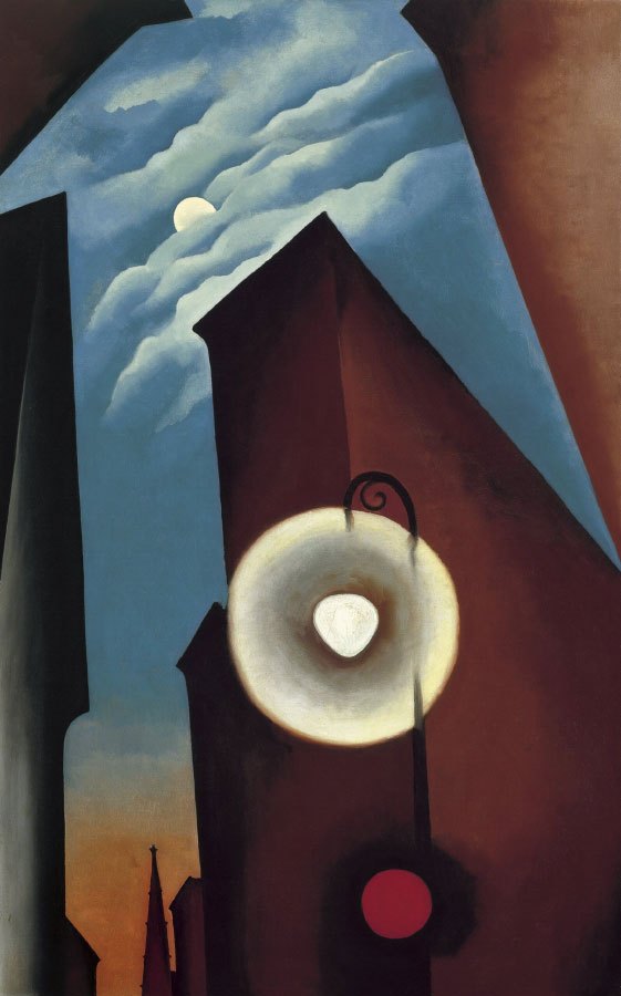 Futuryzm kontra Precyzjonizm: Porównanie Ruchów Artystycznych 3 Georgia O’keeffe New York Street With Moon 1925 Oil On Canvas 122 X 77 Cm Thyssen Bornemisza National Museum Madrid  futuryzm architektura