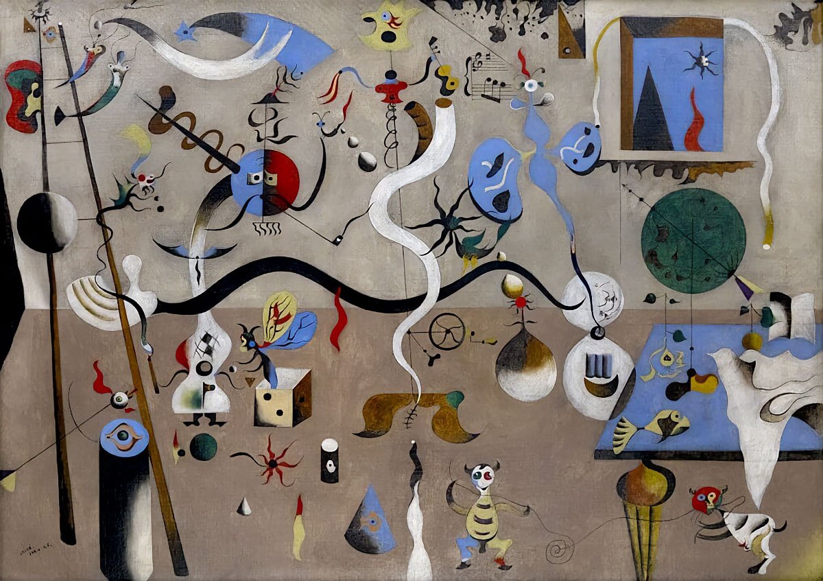10 znanych Dzieł Sztuki Surrealistycznej, które warto zobaczyć 4 The Harlequin’s Carnival 1924 1925 Joan Miró  dzieła sztuki obrazy
