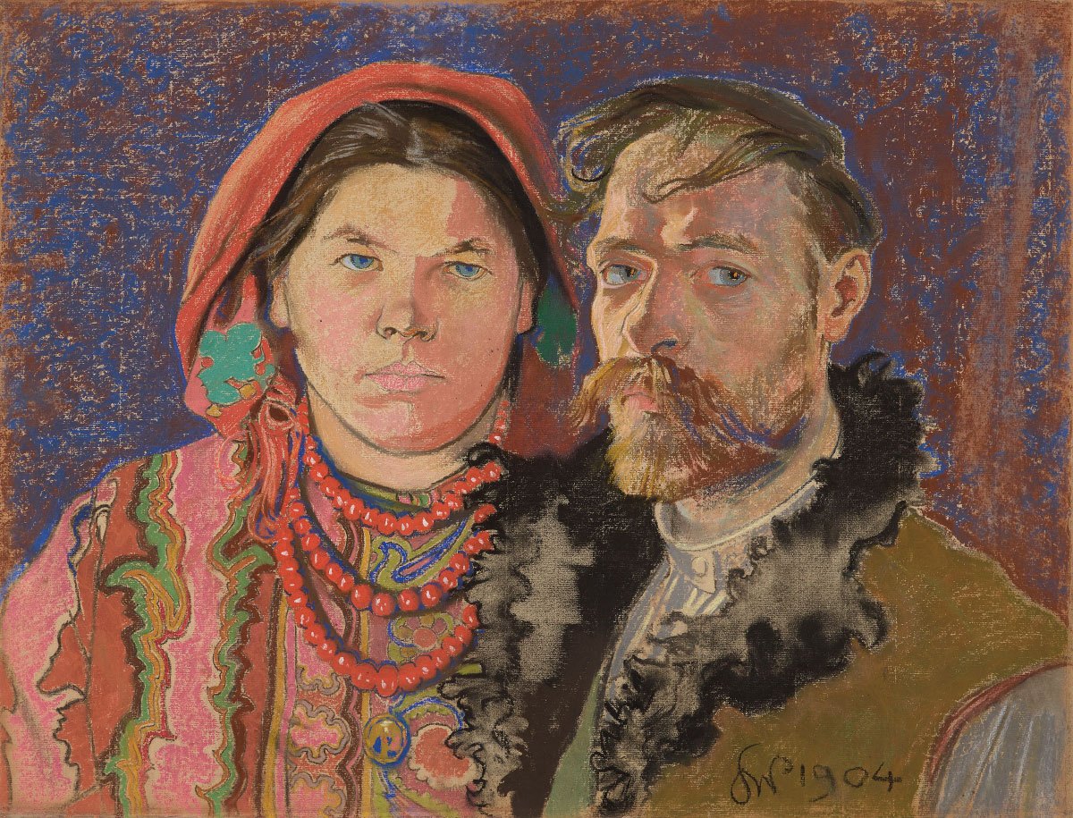 59 Słynnych Obrazów Polskich Malarzy Autoportret Z żoną 1904 Stanisław Wyspiański Muzeum Narodowe W Krakowie  slynne obrazy olejne