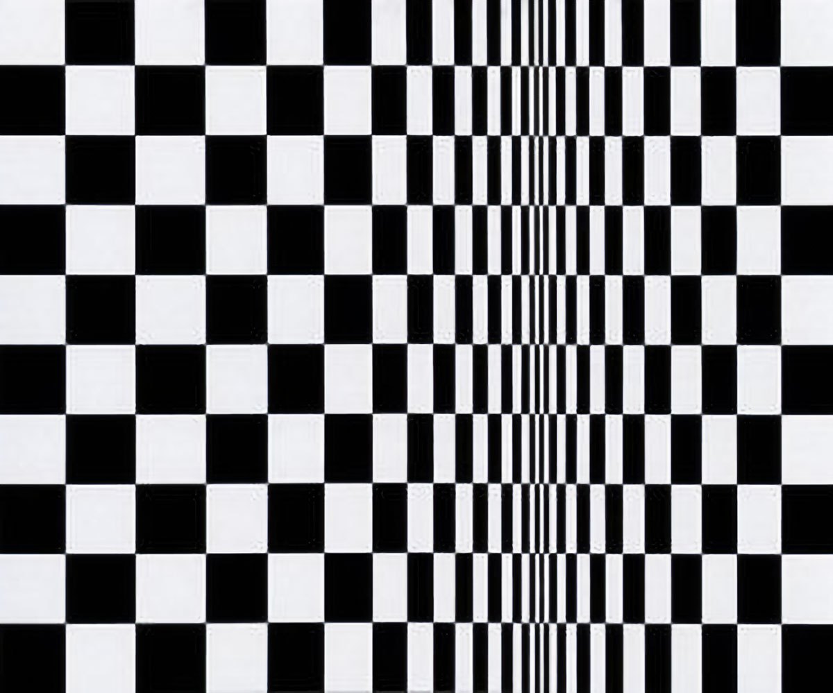 19 Rodzajów Sztuki Abstrakcyjnej: Charakterystyka i Artyści Bridget Riley Ruch Na Kwadratach  abstrakcyjna sztuka cechy