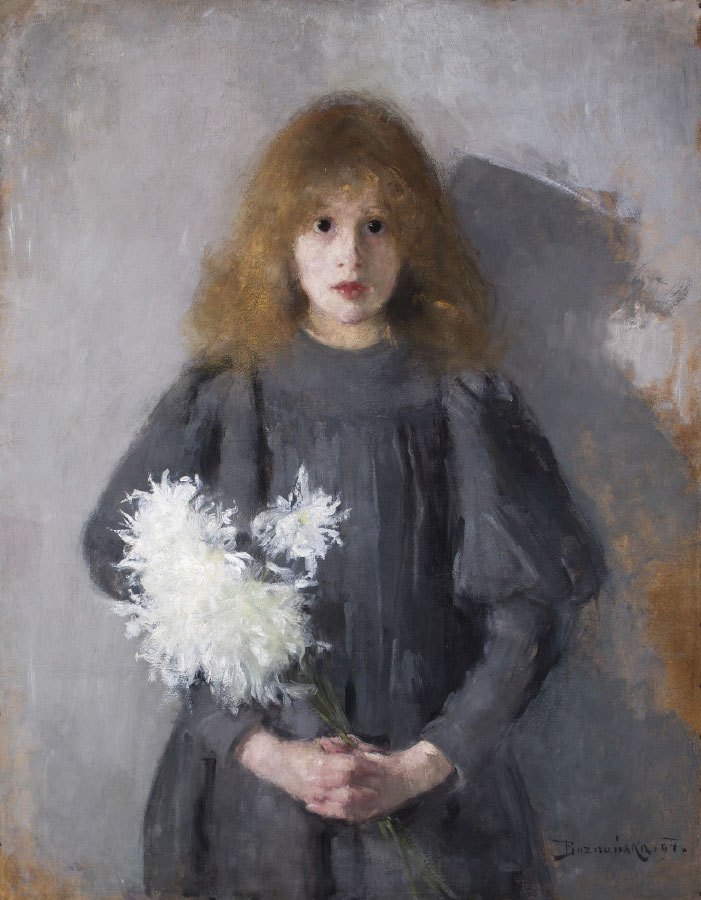 59 Słynnych Obrazów Polskich Malarzy Dziewczynka Z Chryzantemami 1894 Olga Boznańska  slynne obrazy olejne