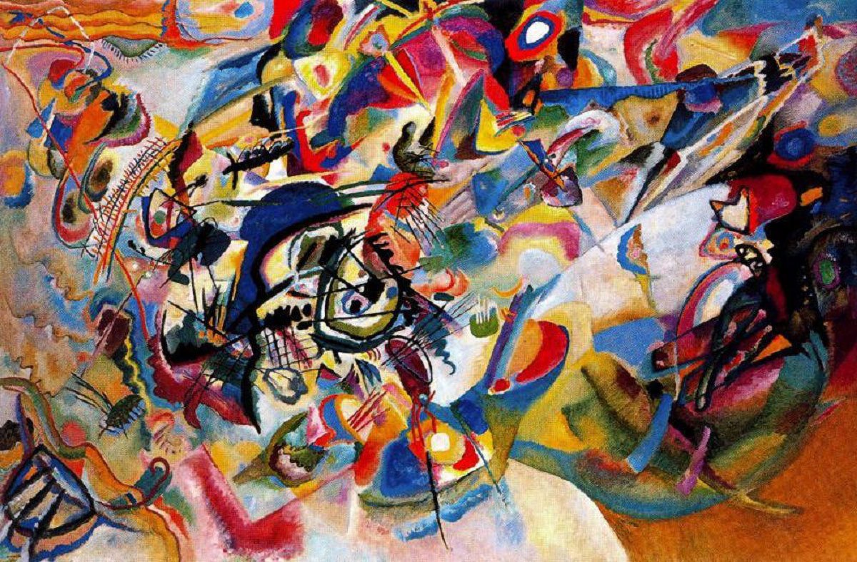 19 Rodzajów Sztuki Abstrakcyjnej: Charakterystyka i Artyści Wassily Kandinsky 1913 Kompozycja Vii  abstrakcyjna sztuka cechy