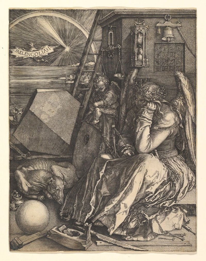 Ikonografia w historii sztuki - definicja, historia i przykłady Albrecht Durer Melencolia I  ikonografia co to jest