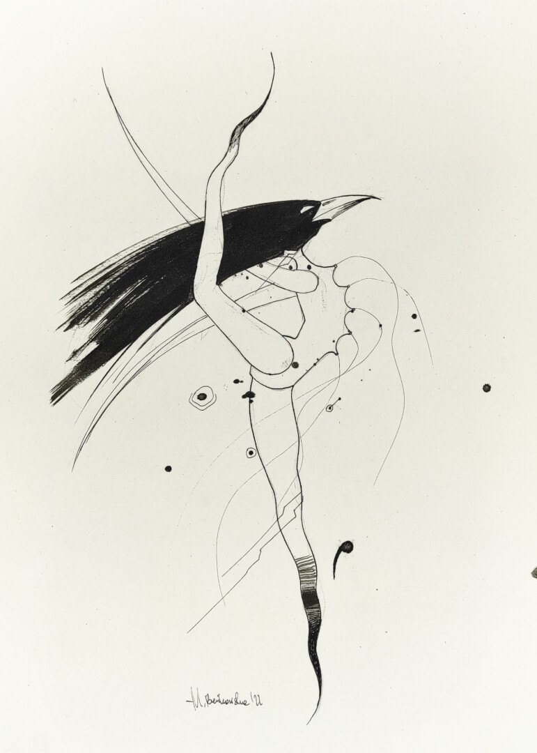 Rysunek Raven Ballet, 2022 19 Raven Ballet Malgorzata Bankowska Mono Stereo Rysunek Tuszem Na Papierze Dystopia Ink On Paper Dystopian Art Surrealism Dystopijna Sztuka Polska
