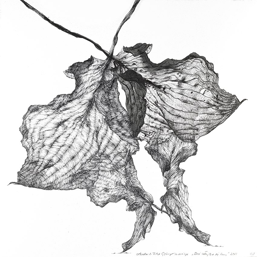 Obraz Dwie całujące się kury, 2022 Marriage202316 Dwie Calujace Sie Kury 30x30cm Artwork